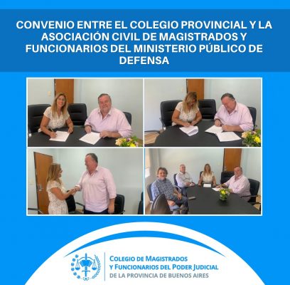 Convenio entre el Colegio Provincial y la Asociación civil de Magistrados y Funcionarios  del Ministerio Público de Defensa.
